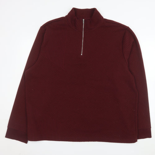 Matalan Men’s Red 1/4 Zip Mock Neck Pullover Sweatshirt 2XL