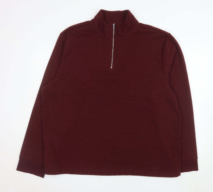 Matalan Men’s Red 1/4 Zip Mock Neck Pullover Sweatshirt 2XL