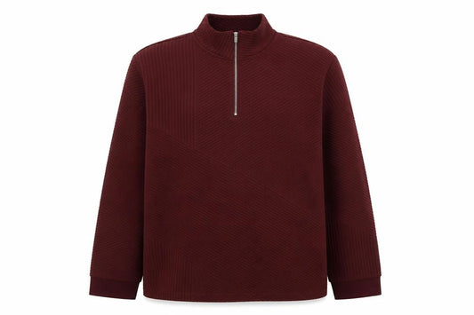 Front view of Matalan Men’s Red 1/4 Zip Mock Neck Pullover Sweatshirt 2XL