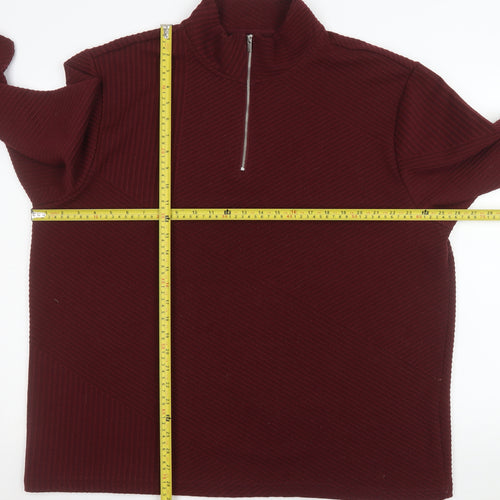 Matalan Men’s Red 1/4 Zip Mock Neck Pullover Sweatshirt 2XL