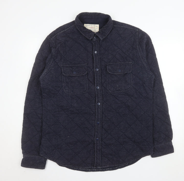 American Eagle Outfitters Men’s Blue Quilted Fleece Jacket XL Classic Fit