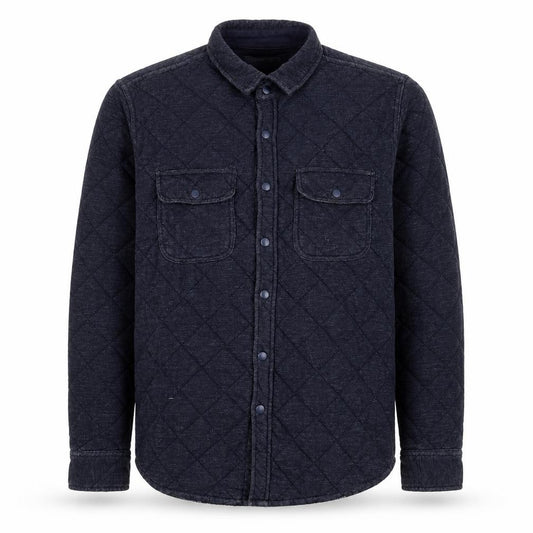 Front view of American Eagle Outfitters Men’s Blue Quilted Fleece Jacket XL Classic Fit