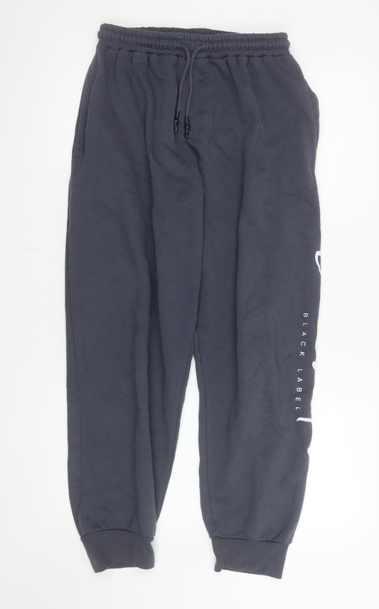 Crosshatch Men's Blue Jogger Sweatpants L Elastic Waist Fleece