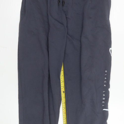 Crosshatch Men's Blue Jogger Sweatpants L Elastic Waist Fleece