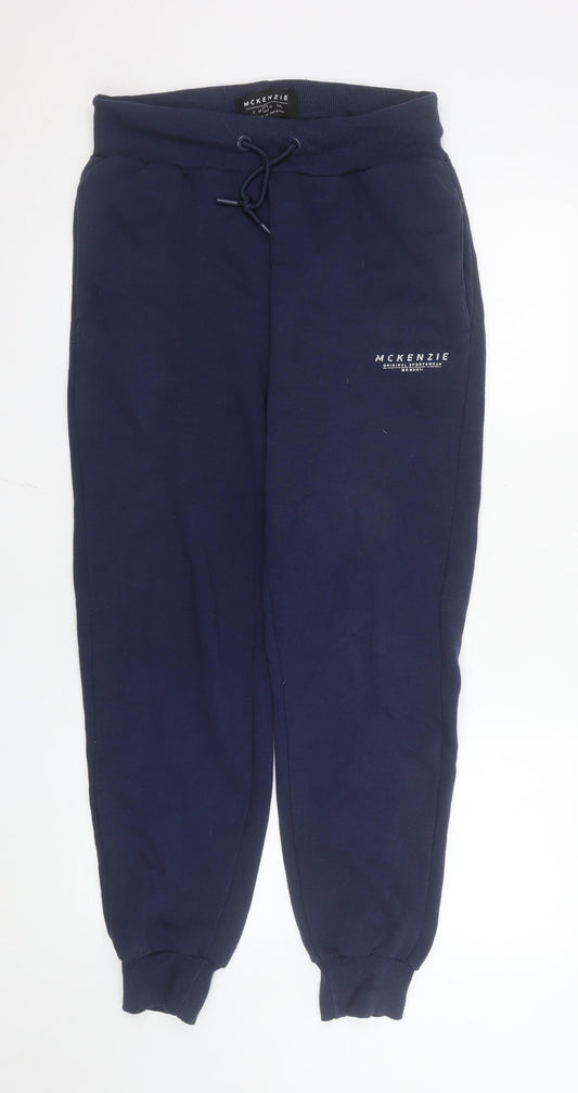 McKenzie Men's Blue Jogger Sweatpants L Regular Fit Fleece Tapered Trousers