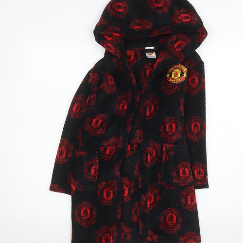 Manchester United Boys Black Fleece Hooded Robe 6-7 Years