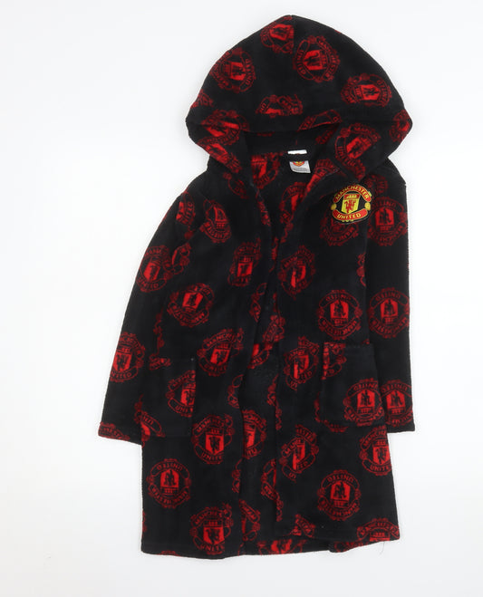 Manchester United Boys Black Fleece Hooded Robe 6-7 Years