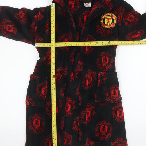 Manchester United Boys Black Fleece Hooded Robe 6-7 Years