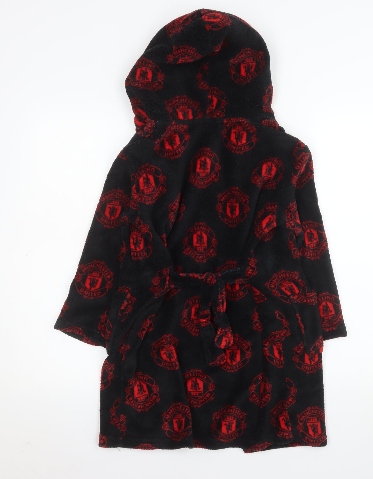 Manchester United Boys Black Fleece Hooded Robe 6-7 Years