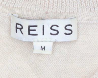 Reiss Women’s Beige Wool Lace Sleeve Knit Blouse Size M