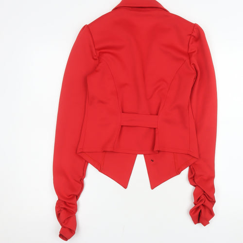Quiz Women Red Fitted Long Sleeve Single-Breasted Blazer Size 10