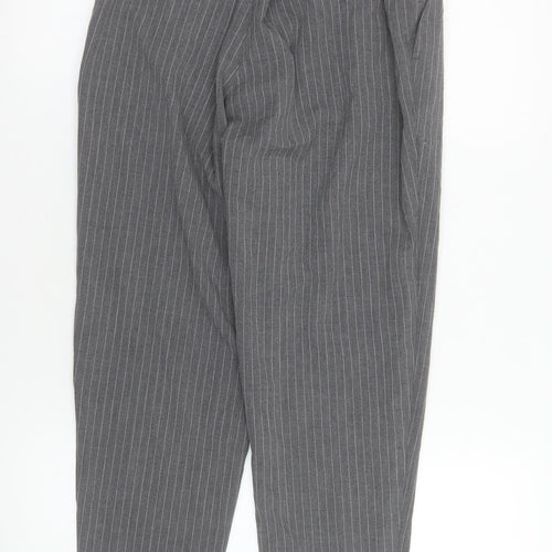 Pull&Bear Womens Grey Pinstripe Tapered Trousers Size S