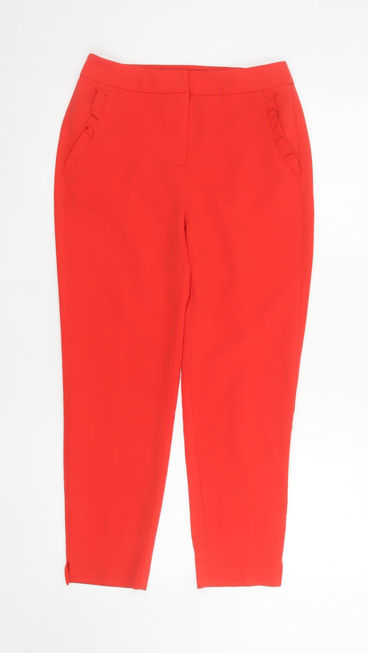 F&F Women’s Red Ankle Slim Tapered Trousers UK 6