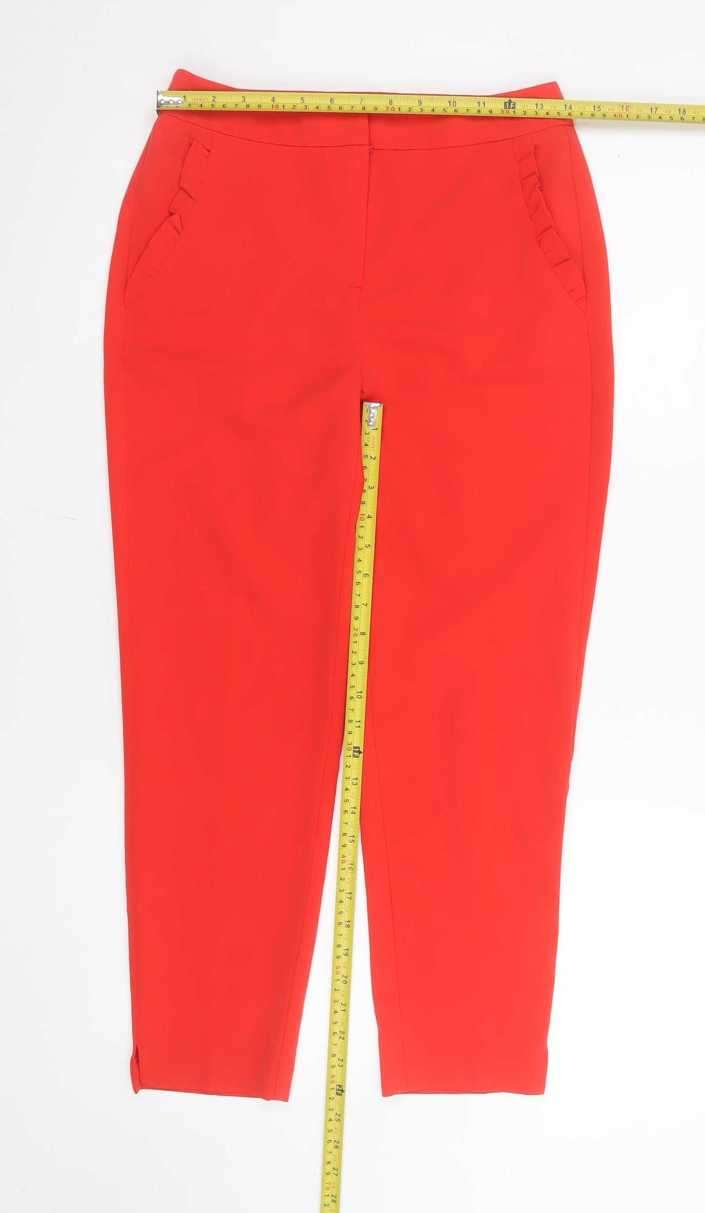 F&F Women’s Red Ankle Slim Tapered Trousers UK 6