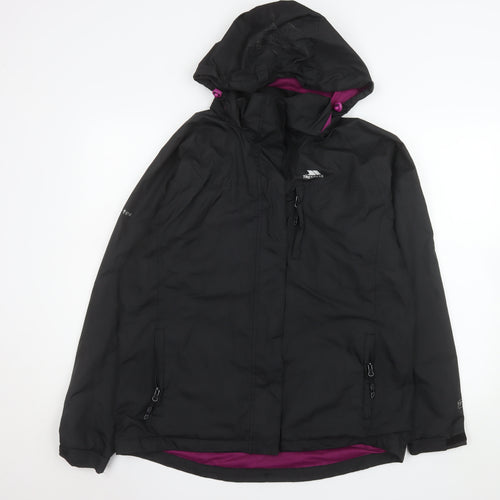Trespass Womens Black Waterproof Hooded Rain Coat Jacket L