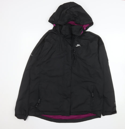 Trespass Womens Black Waterproof Hooded Rain Coat Jacket L
