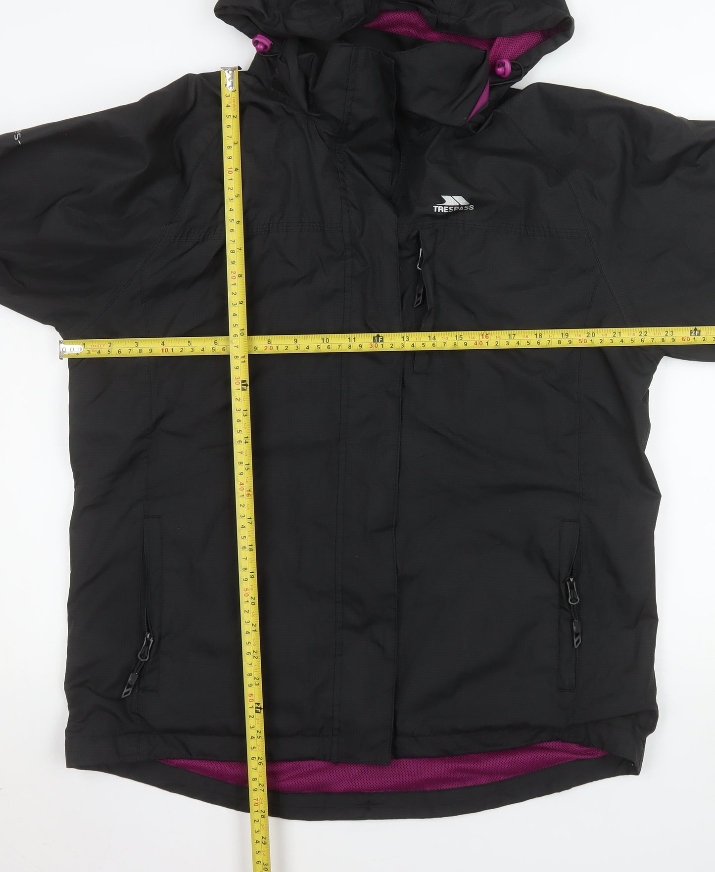 Trespass Womens Black Waterproof Hooded Rain Coat Jacket L