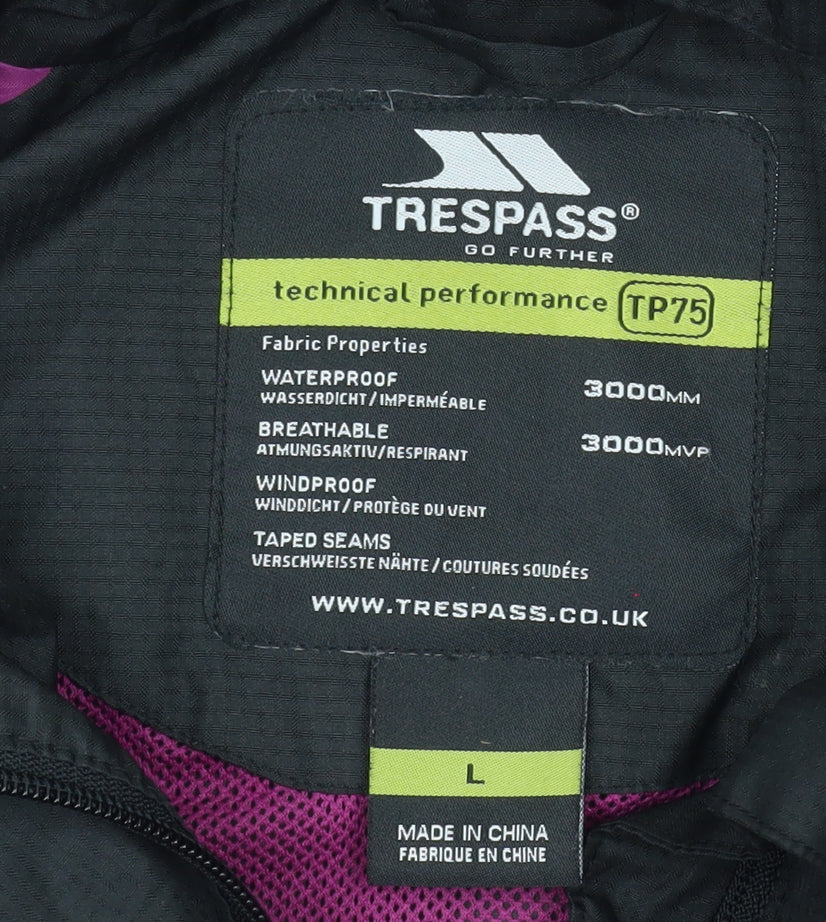 Trespass Womens Black Waterproof Hooded Rain Coat Jacket L