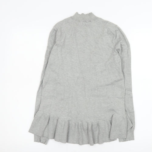 Vero Moda Women's Grey Ruffle Hem Mock Neck Long Sleeve Tunic Top Size M