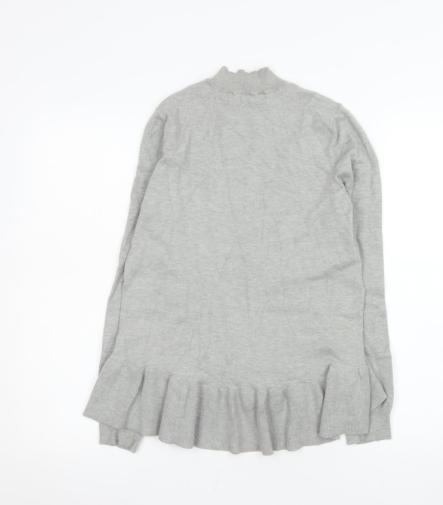 Vero Moda Women's Grey Ruffle Hem Mock Neck Long Sleeve Tunic Top Size M