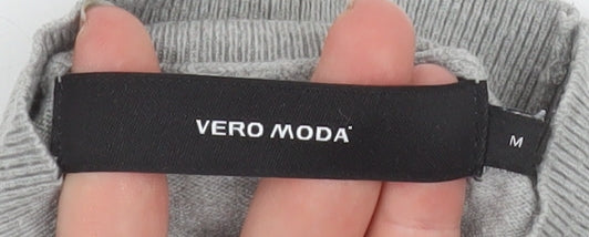 Vero Moda Women's Grey Ruffle Hem Mock Neck Long Sleeve Tunic Top Size M