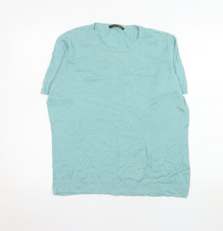 Jaeger Women’s Blue Short Sleeve Basic T-Shirt Size L Cotton Blend