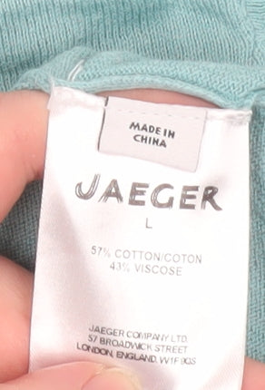 Jaeger Women’s Blue Short Sleeve Basic T-Shirt Size L Cotton Blend