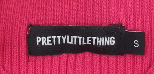 PrettyLittleThing Women’s Pink Cropped Ring Detail Long Sleeve Top Size S