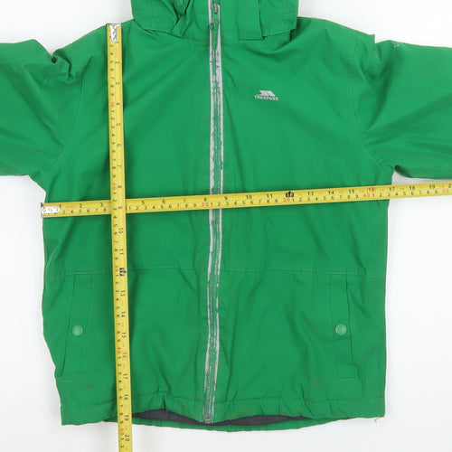 Trespass Boys Green Waterproof Hooded Rain Coat Jacket 7-8 Years