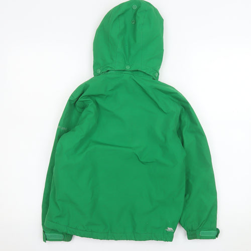Trespass Boys Green Waterproof Hooded Rain Coat Jacket 7-8 Years