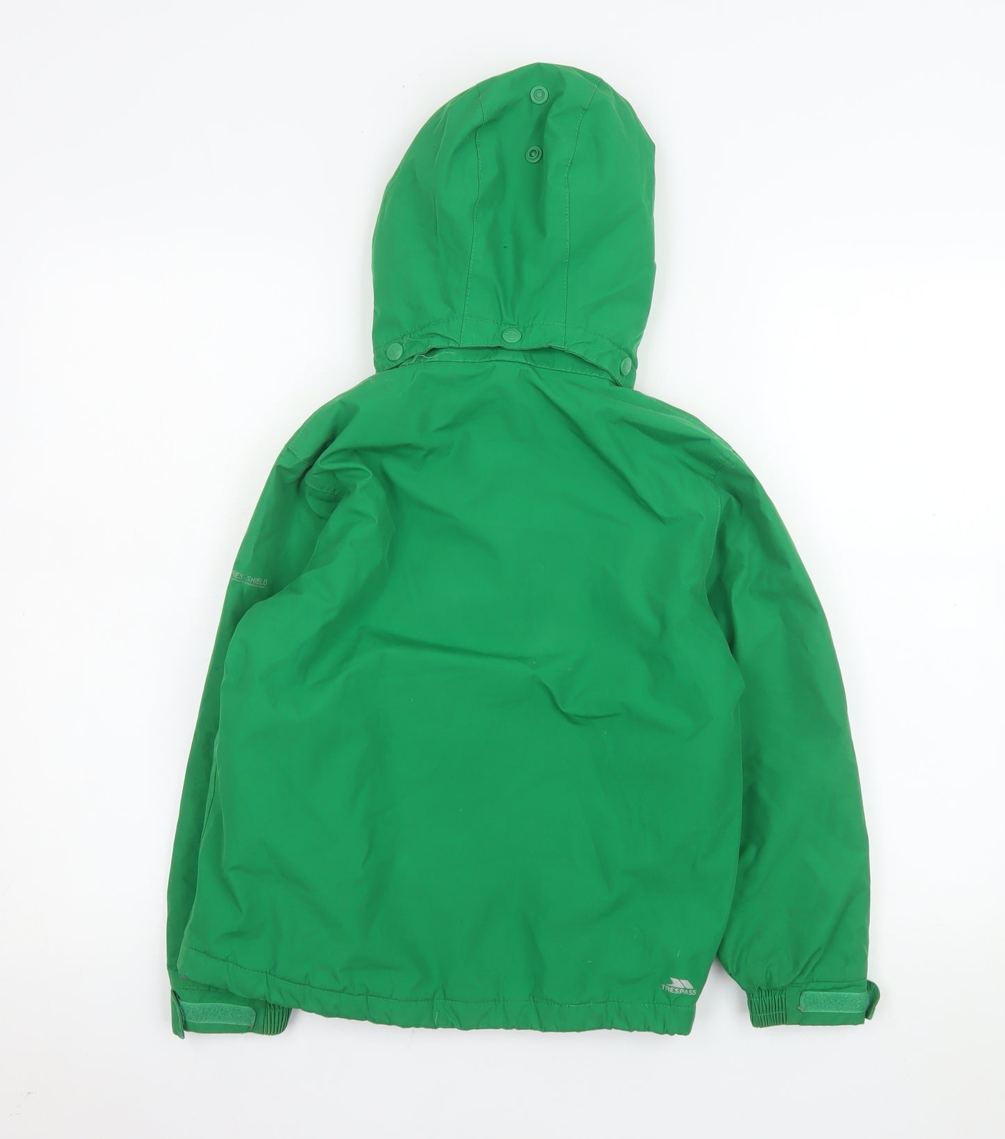 Trespass Boys Green Waterproof Hooded Rain Coat Jacket 7-8 Years