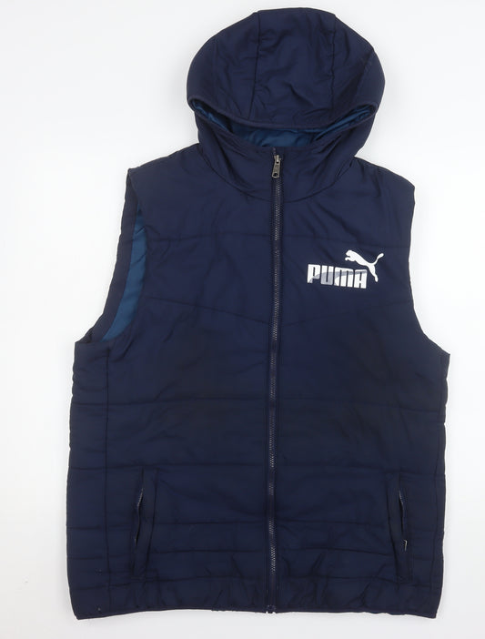 Puma Men's Blue L Hooded Puffer Gilet Waistcoat 42in Regular Fit