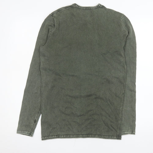 ONLY & SONS Men's Green Cotton Crew Neck Long Sleeve Jumper XS