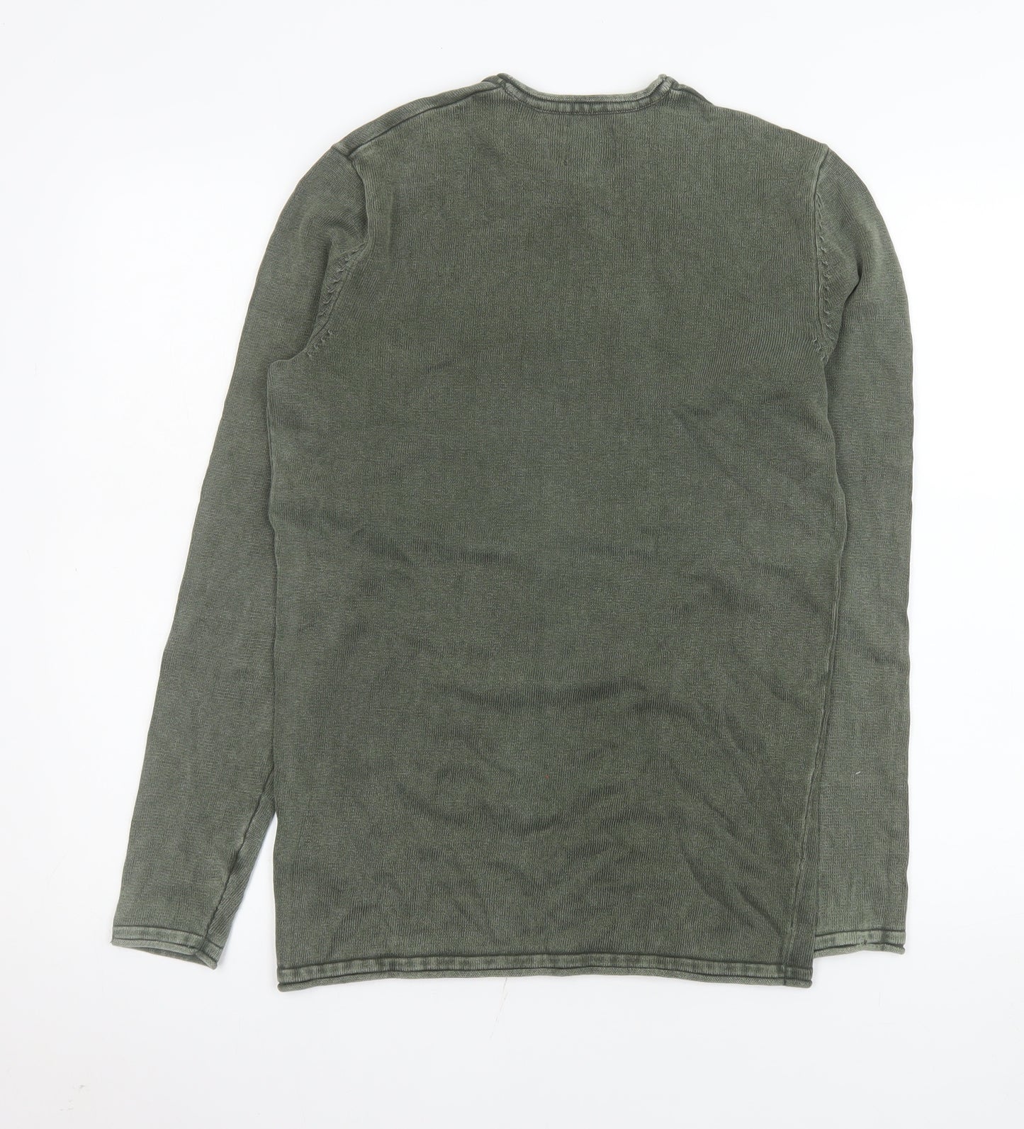 ONLY & SONS Men's Green Cotton Crew Neck Long Sleeve Jumper XS