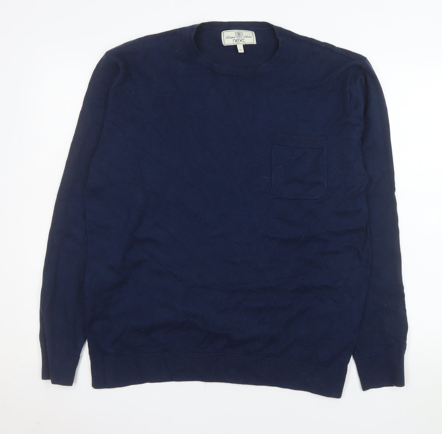 Next Men’s Blue XL Cotton Crew Neck Pullover Jumper