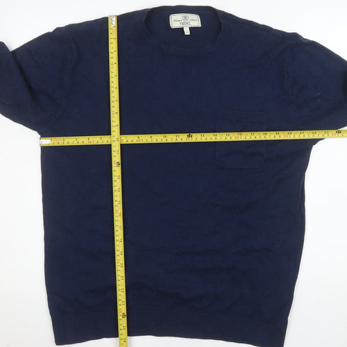 Next Men’s Blue XL Cotton Crew Neck Pullover Jumper