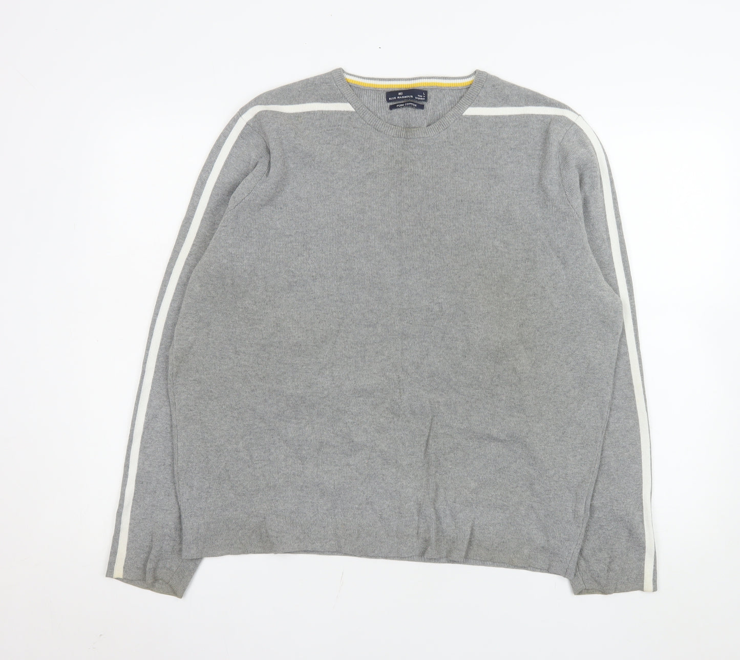 Marks and Spencer Men's Grey Cotton Crew Neck Pullover Jumper L