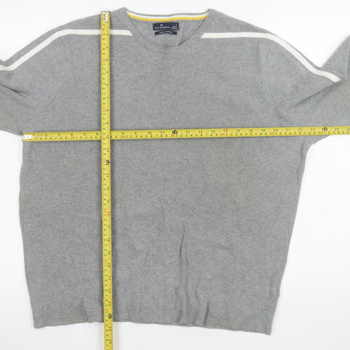Marks and Spencer Men's Grey Cotton Crew Neck Pullover Jumper L