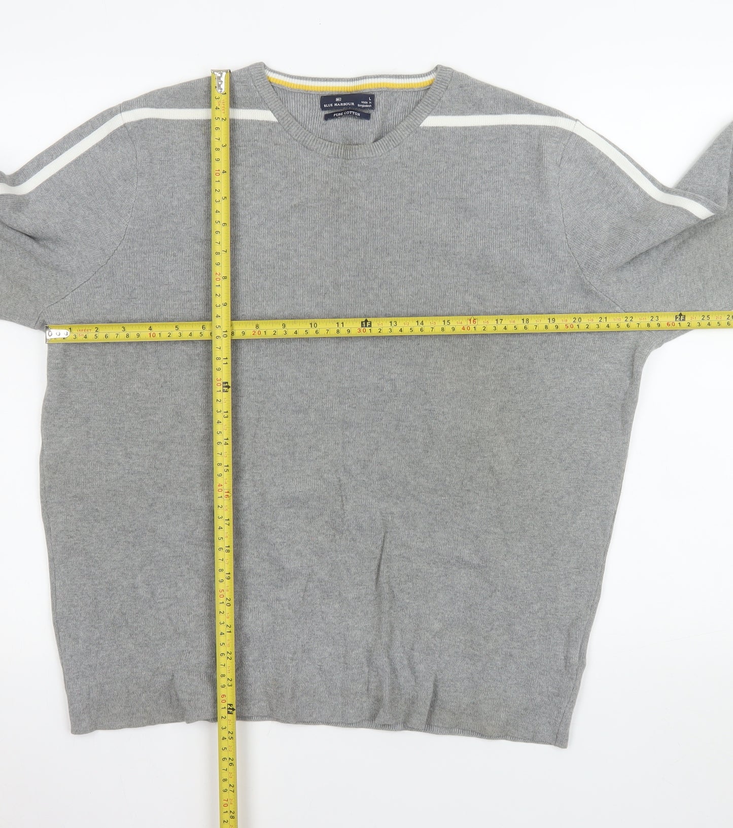 Marks and Spencer Men's Grey Cotton Crew Neck Pullover Jumper L