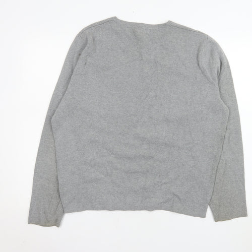 Marks and Spencer Men's Grey Cotton Crew Neck Pullover Jumper L