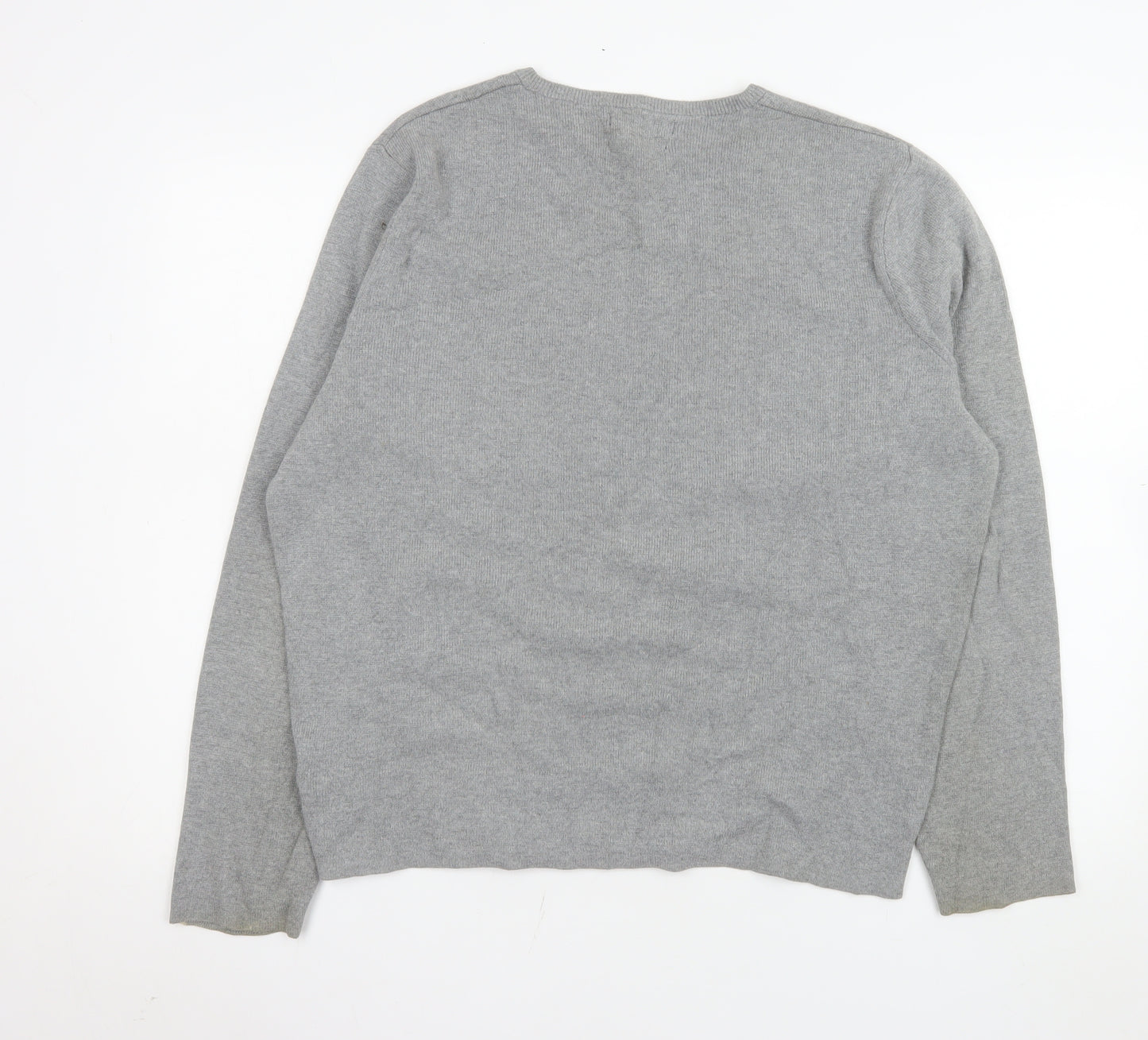 Marks and Spencer Men's Grey Cotton Crew Neck Pullover Jumper L