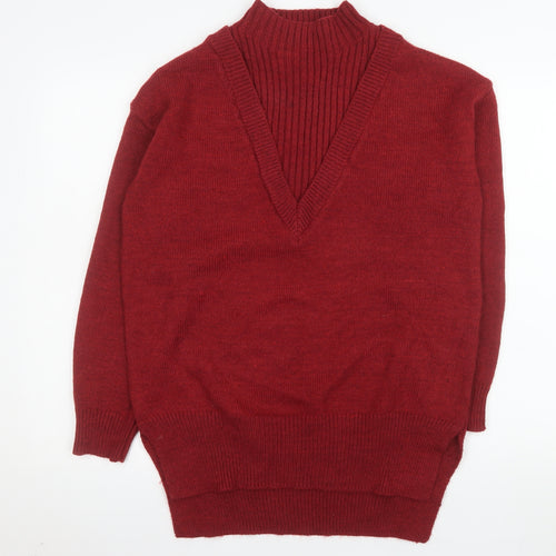 Next Men’s Red V-Neck Pullover Jumper Size S Knit Acrylic Blend