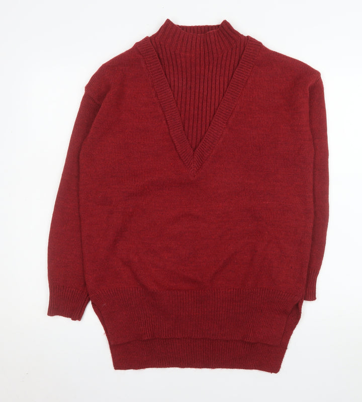 Next Men’s Red V-Neck Pullover Jumper Size S Knit Acrylic Blend