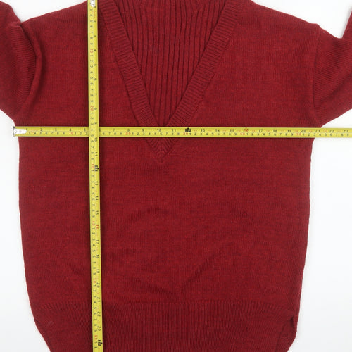Next Men’s Red V-Neck Pullover Jumper Size S Knit Acrylic Blend