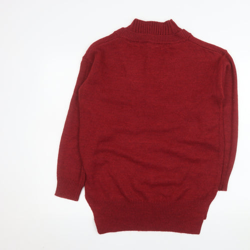 Next Men’s Red V-Neck Pullover Jumper Size S Knit Acrylic Blend