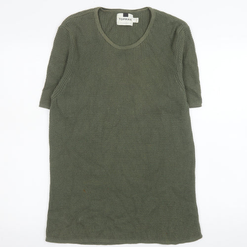 Topman Men's Green Short Sleeve Crew Neck Cotton T-Shirt Size S