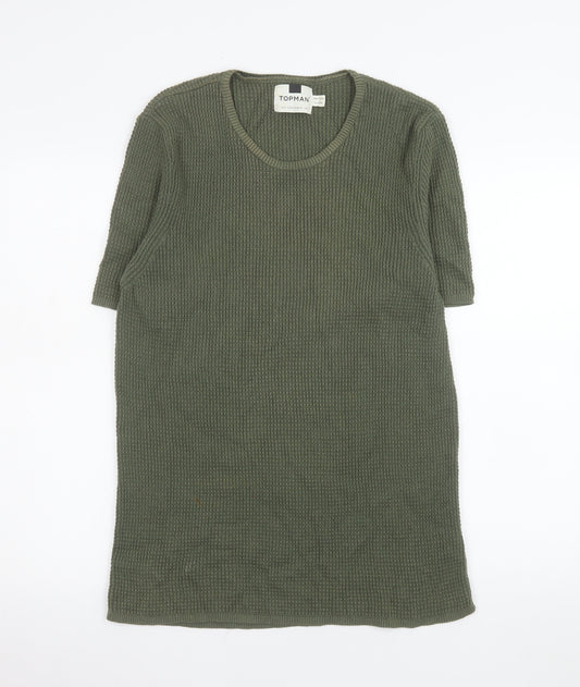 Topman Men's Green Short Sleeve Crew Neck Cotton T-Shirt Size S
