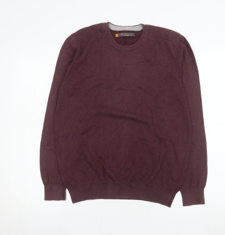 Ben Sherman Men's Red Cotton Crew Neck Jumper Size M