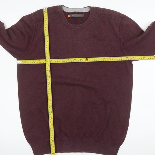 Ben Sherman Men's Red Cotton Crew Neck Jumper Size M