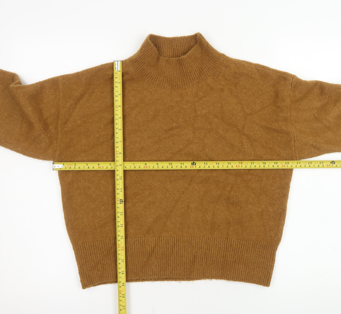 & Other Stories Women Brown Mock Neck Long Sleeve Knit Jumper XS